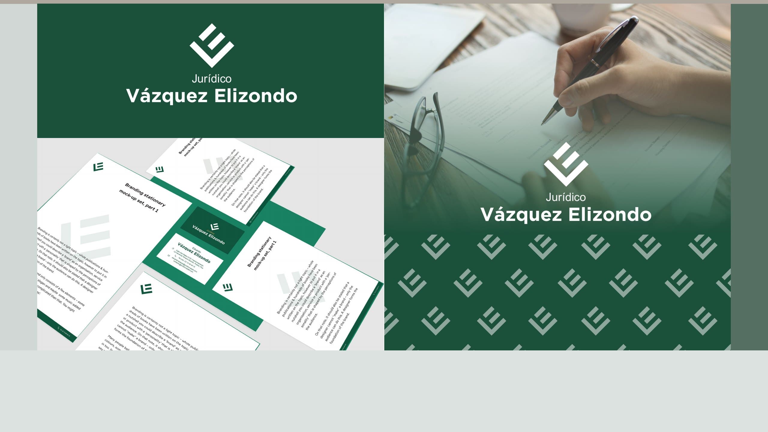 La papelería y el patrón de la marca, de Jurídico Vázquez Elizondo